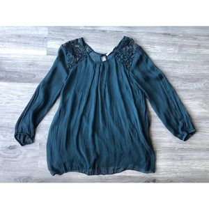 Nicole Boho Lace Top Hunter Green